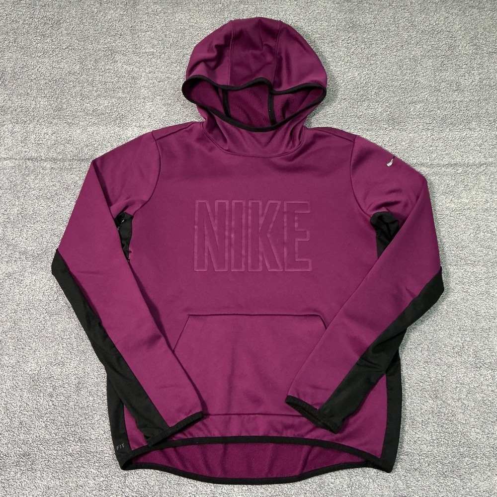 Nike Therma-FIT Pullover Hoodie Womens Medium Purple Black